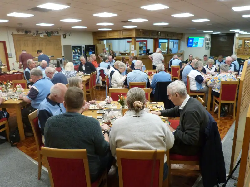 Taunton Deane Bowls Club members having lunch together